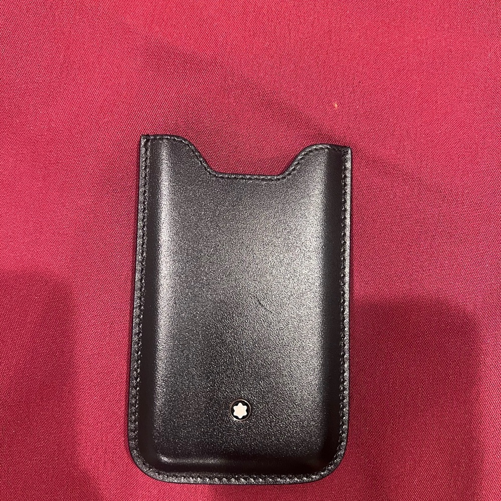 Montblanc Black Leather Phone Sleeve with Signature Emblem